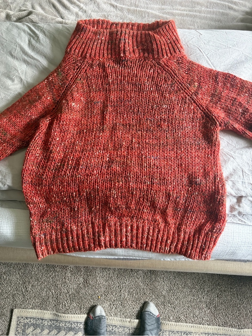 Anthropologie Moth Orange-Red Cowl Neck Sweater